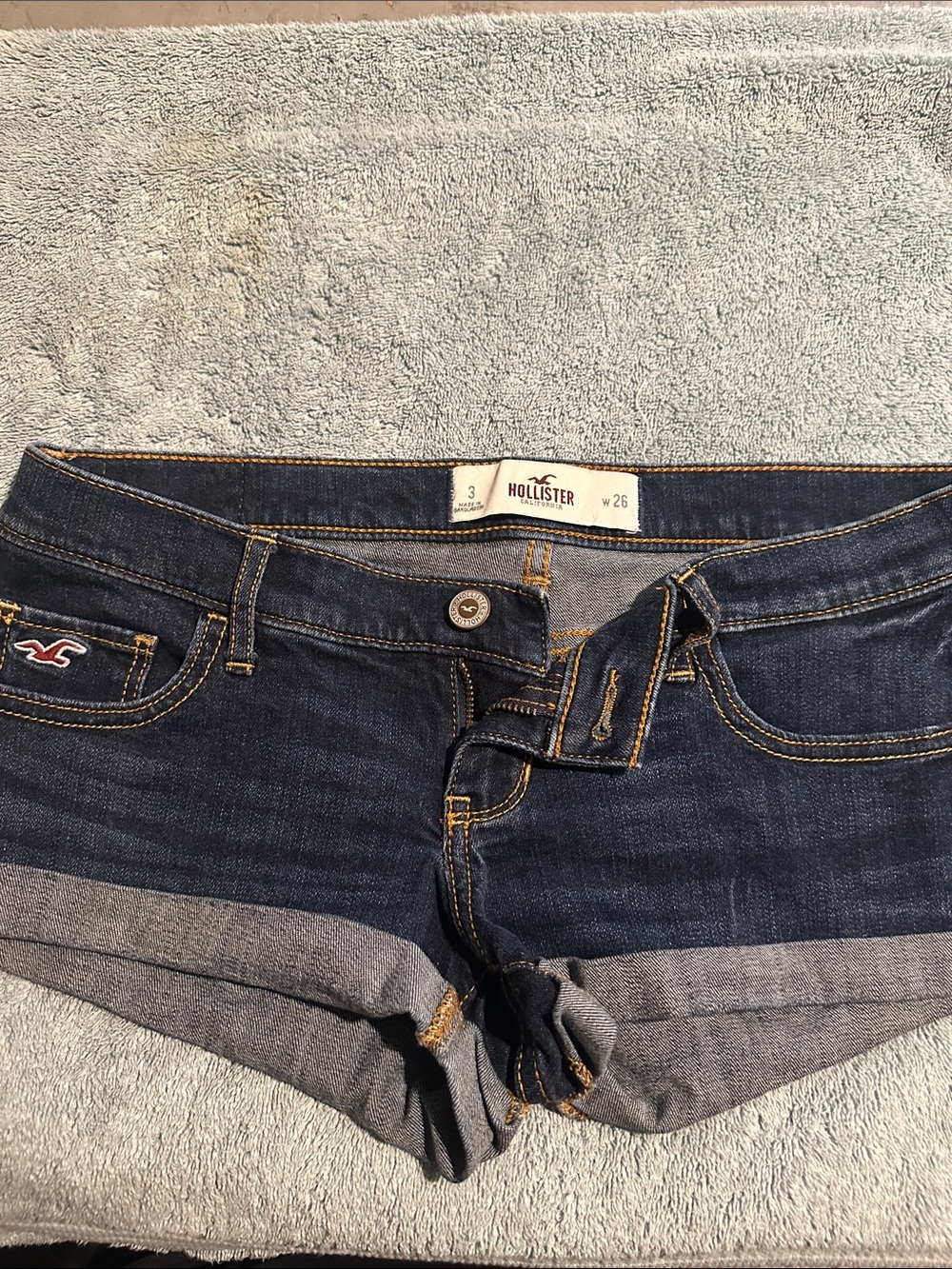 Hollister Dark Indigo Cuffed Denim Shorts